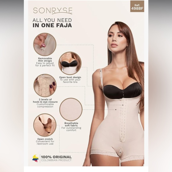 Sonryse Small Faja Compression Post Surgery Liposuction Tummy Tuck Bodysuit - Picture 3 of 11